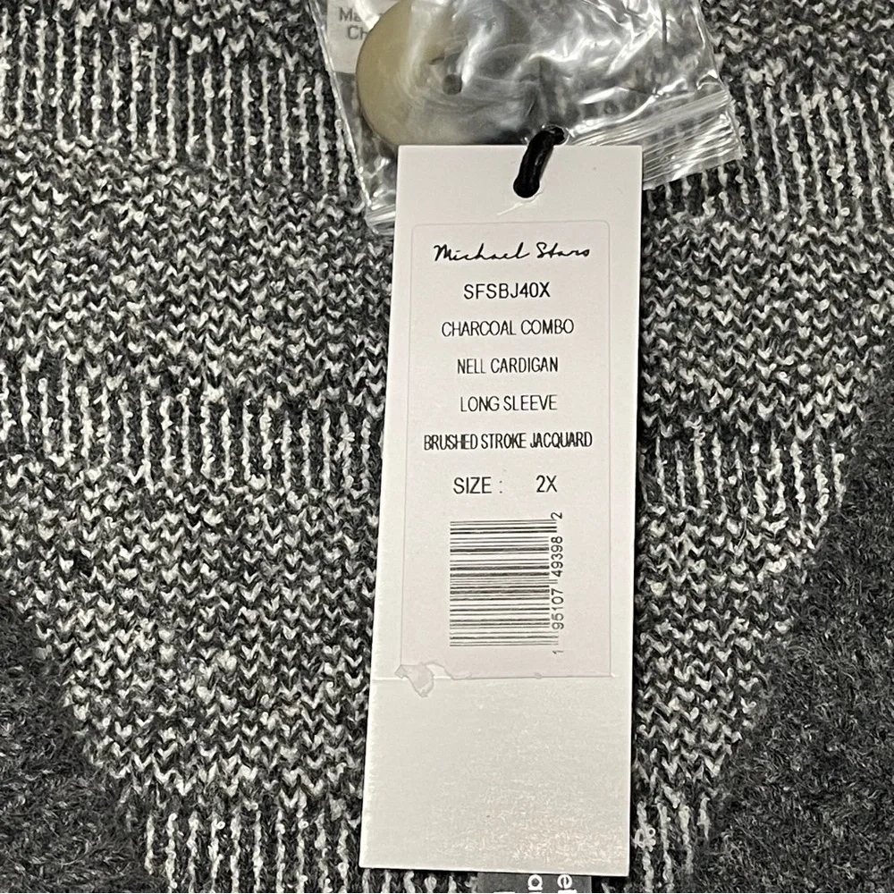 Michael Stars Charcoal Combo Nell Cardigan Zebra Thick Sweater Size 2X - Picture 3 of 10